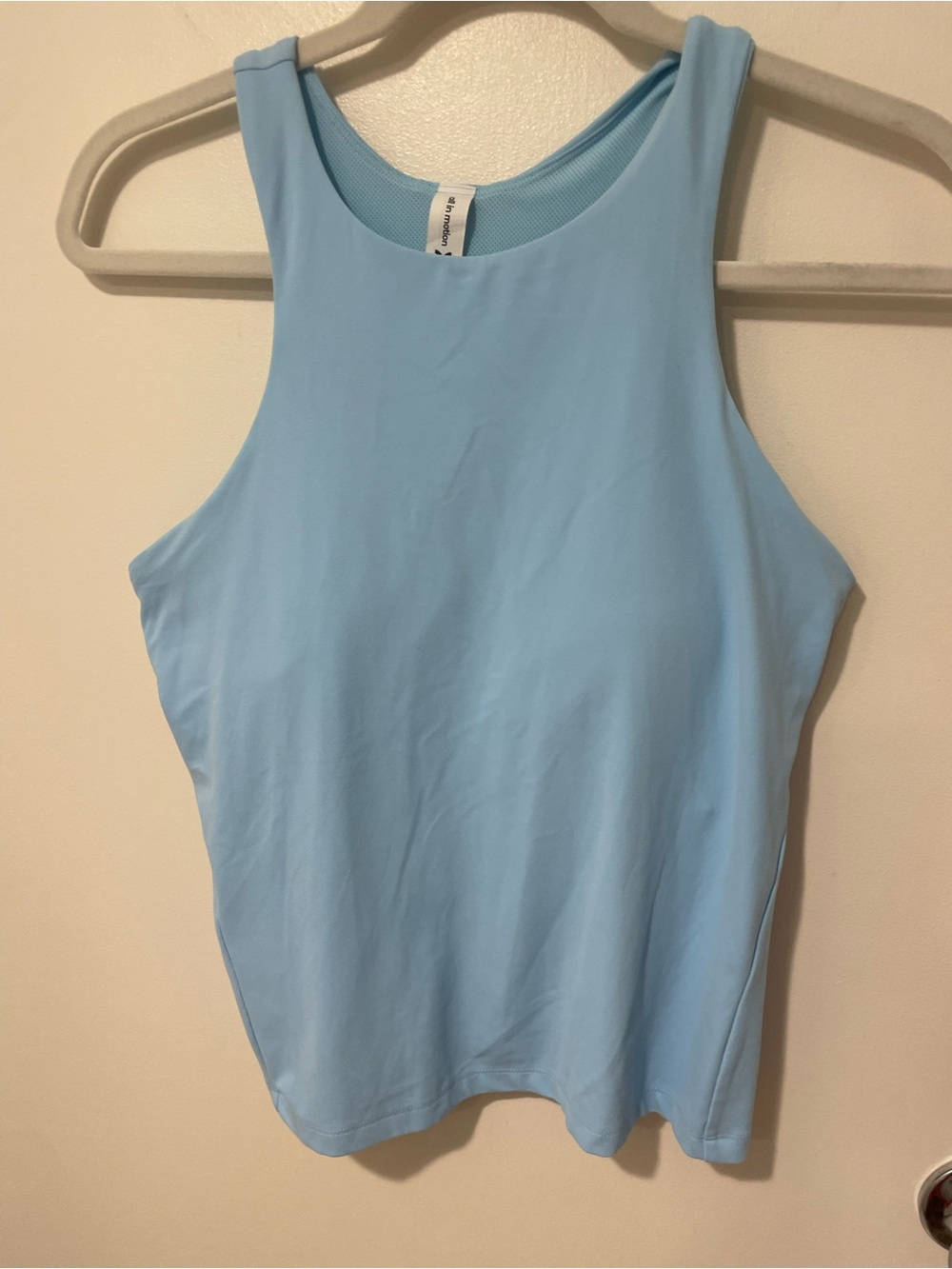 All in motion Light Blue High-Neck Performance Tank workout exercise bra sz L